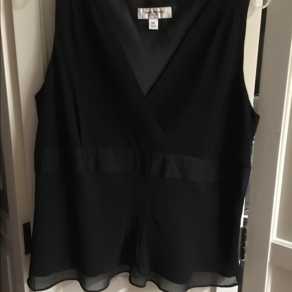 Isaac Mizrahi black chiffon evening top